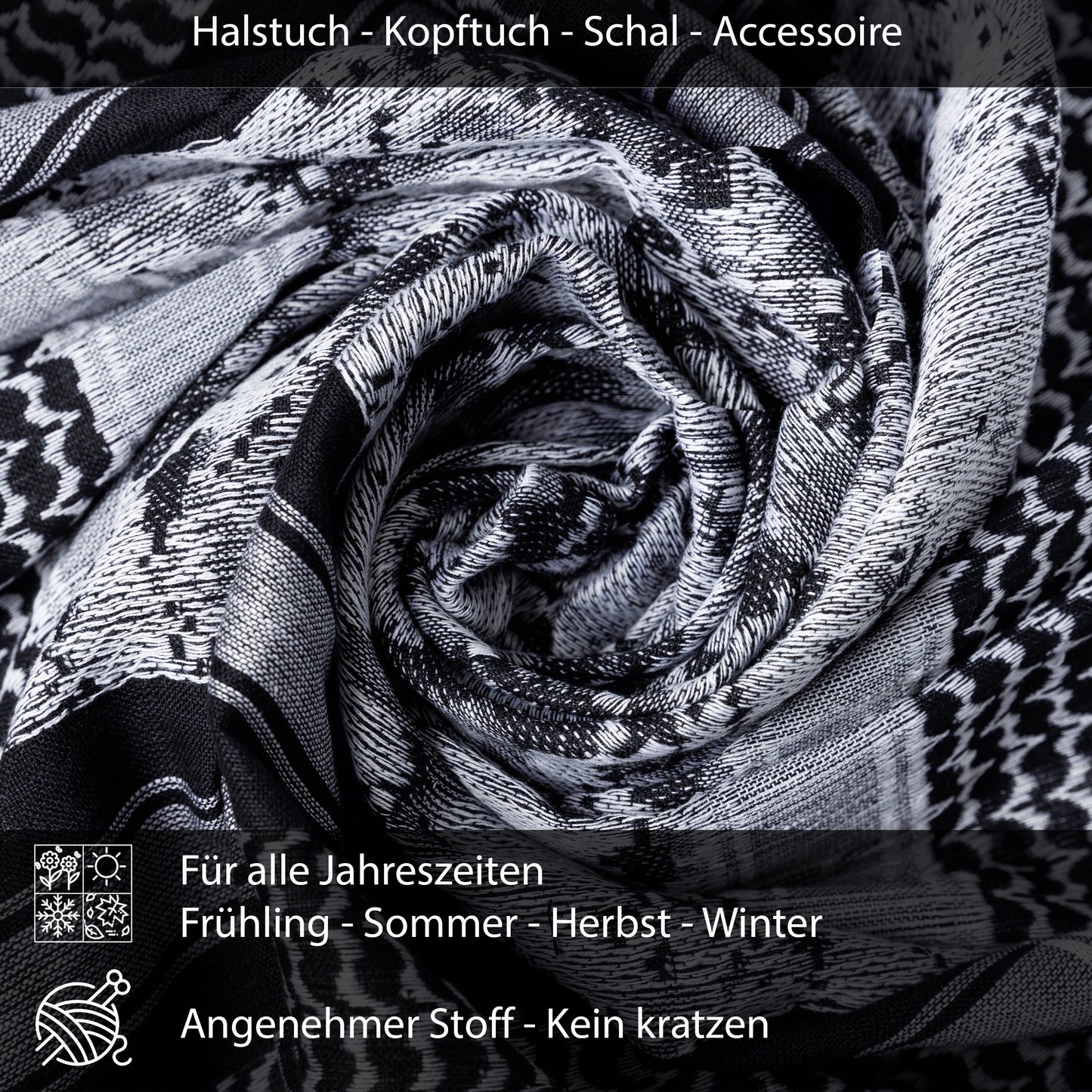 Palästinensertuch Shemagh Kufiya in Camouflage Schwarz Weiß - Wild-Clothing