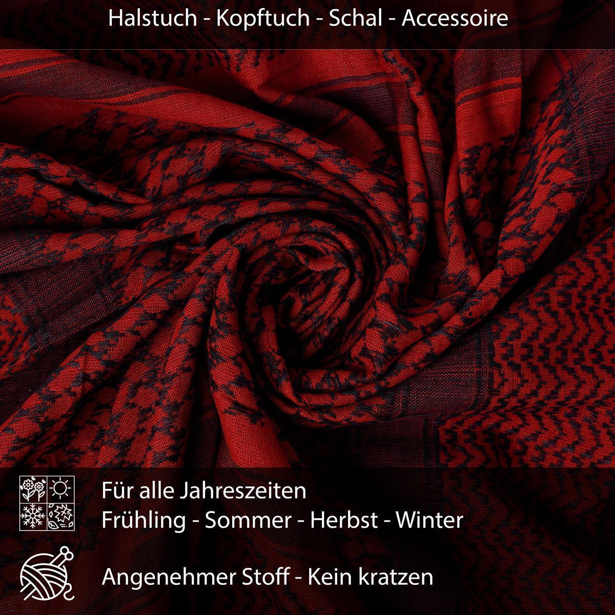 Palästinensertuch Shemagh Kufiya in Bordeaux Rot Schwarz - Wild-Clothing