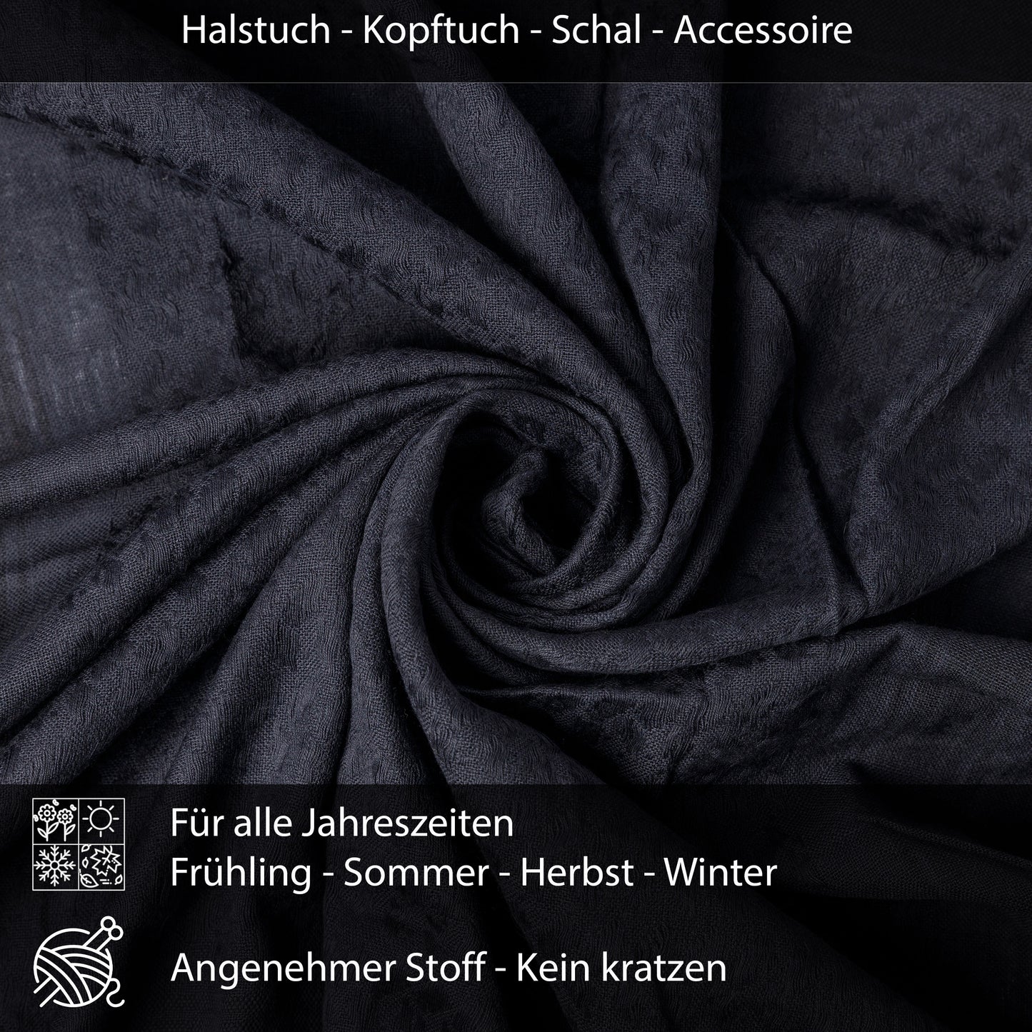 Palästinensertuch Shemagh Kufiya in Schwarz Schwarz - Wild-Clothing