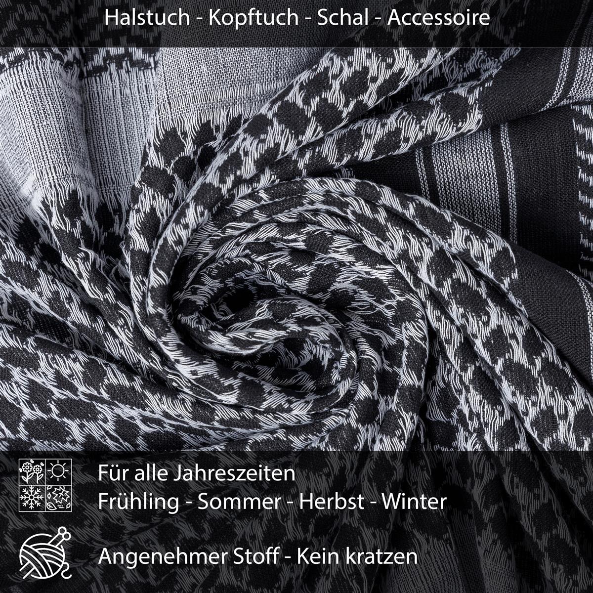Palästinensertuch Shemagh Kufiya in Schwarz Weiß - Wild-Clothing