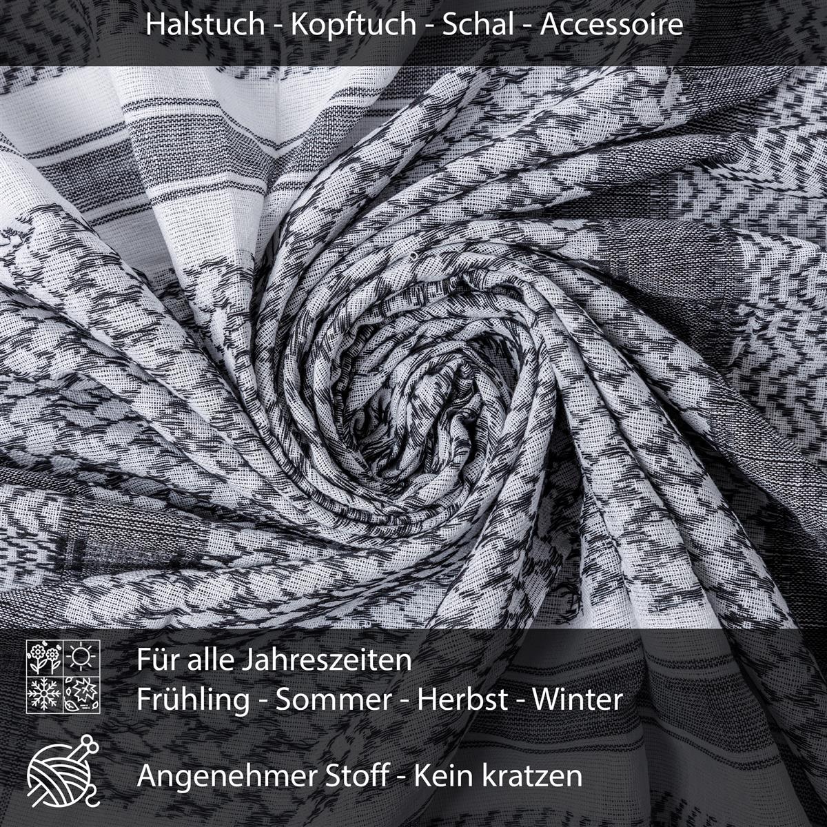 Palästinensertuch Shemagh Kufiya in Weiß Schwarz - Wild-Clothing