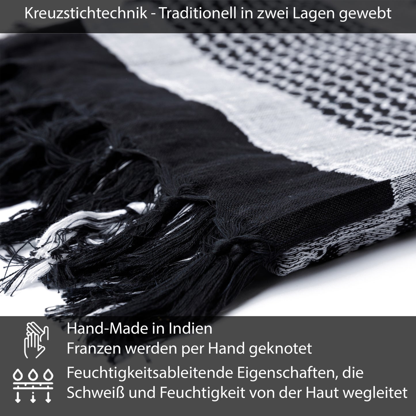 Palästinensertuch Shemagh Kufiya in Camouflage Schwarz Weiß - Wild-Clothing