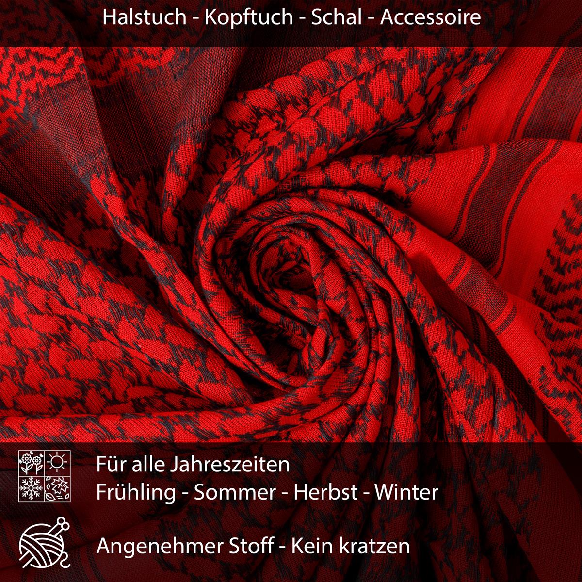 Palästinensertuch Shemagh Kufiya in Schwarz Rot