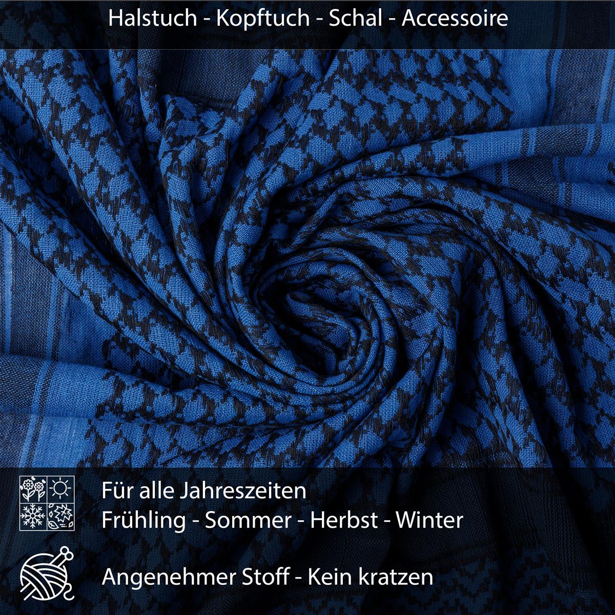 Palästinensertuch Shemagh Kufiya in Schwarz Blau - Wild-Clothing