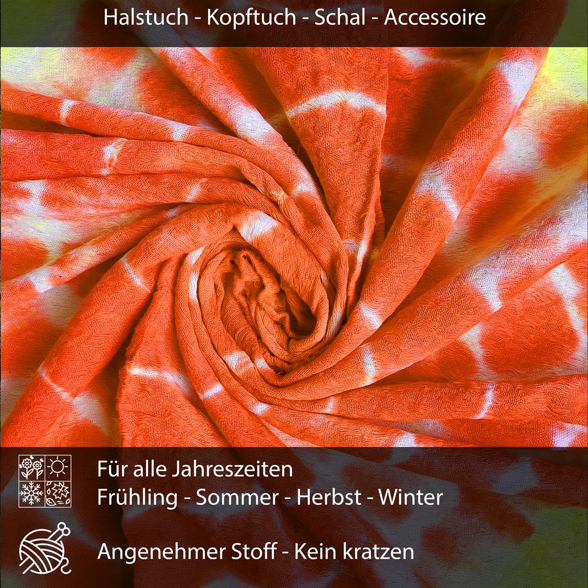 Palästinensertuch Shemagh Kufiya in Orange Gelb Tie Dye - Wild-Clothing