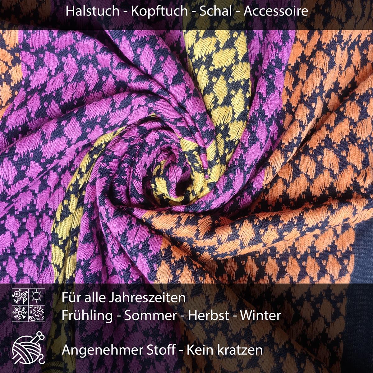 Palästinensertuch Shemagh Kufiya in Schwarz Regenbogen - Wild-Clothing
