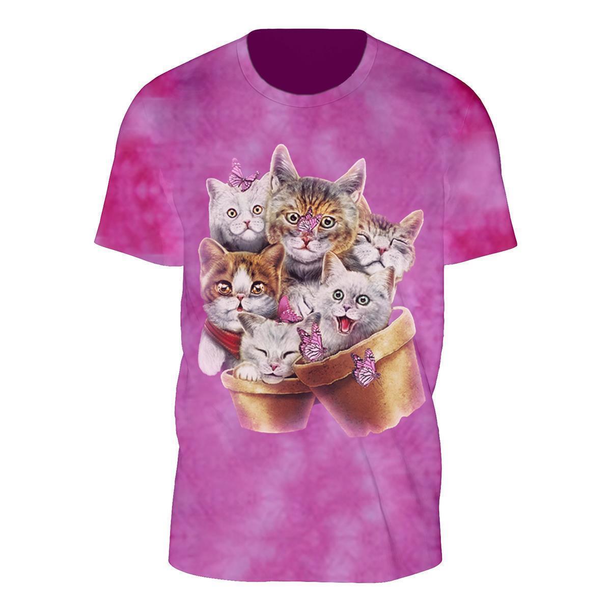 Tie-Dye Rosa Katzen T-Shirt - Wild-Clothing