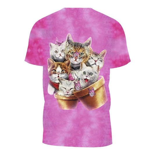 Tie-Dye Rosa Katzen T-Shirt - Wild-Clothing