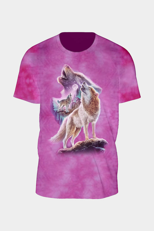 Tie-Dye Rosa Wölfen T-Shirt - Wild-Clothing