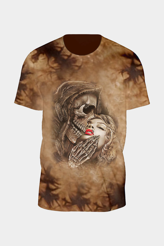 Tie-Dye Braun Kiss of Death T-Shirt - Wild-Clothing