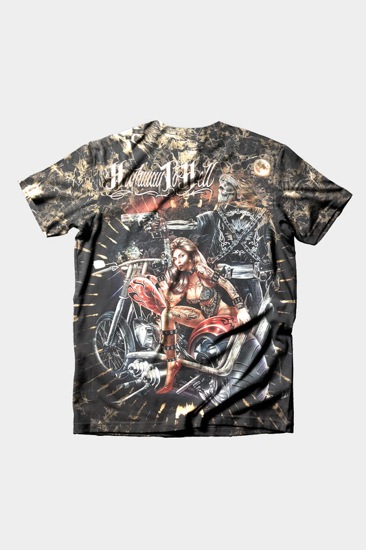 Gangster-Totenkopf & Sexy Lady Bike Ride Tie-Dye T-Shirt - Wild-Clothing