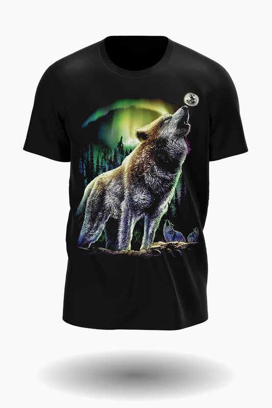Wolf in der Nacht mit Mond T-Shirt - Wild-Clothing