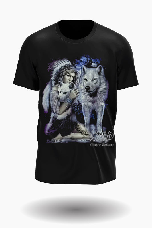 Native American Princess mit Leittwolf und Dreamcatcher T-Shirt - Wild-Clothing