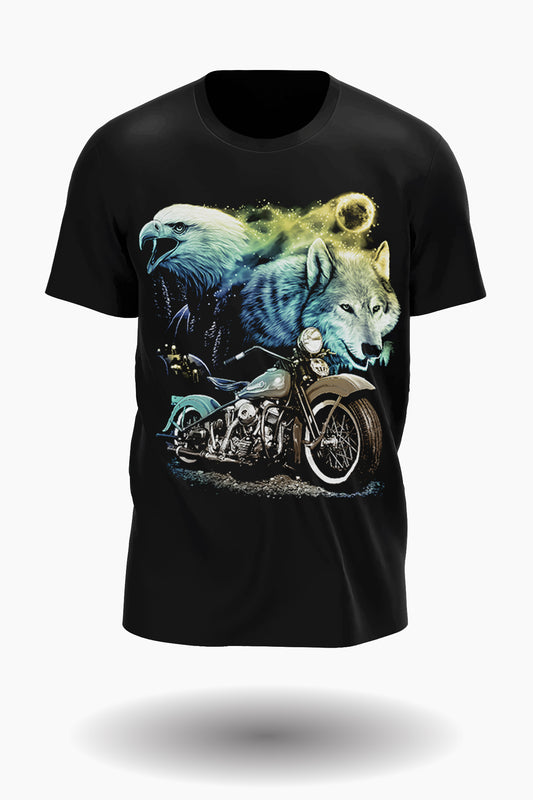 Beast Design mit Adler, Wolf & Motorrad T-Shirt - Wild-Clothing