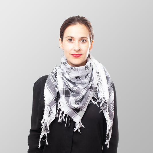 Palästinensertuch Shemagh Kufiya in Schwarz Weiß Totenkopf - Wild-Clothing