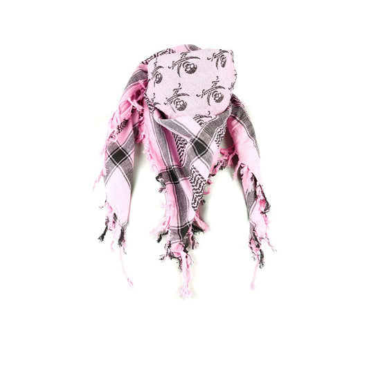 Palästinensertuch Shemagh Kufiya in Pink Schwarz Piraten Muster - Wild-Clothing