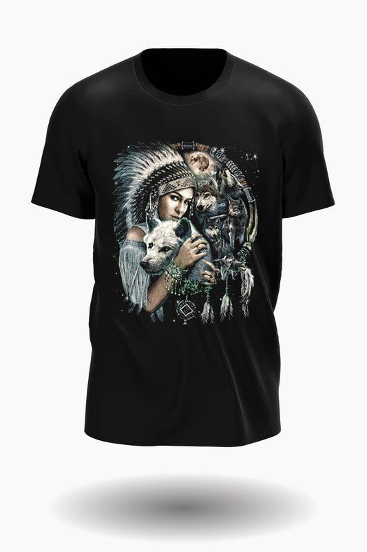 Wolf mit Indianer Kinder T-Shirt - Wild-Clothing