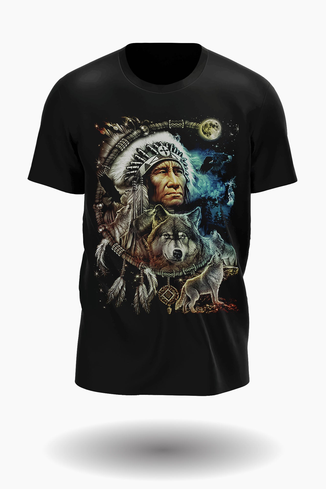 Indianer und Wolf T-Shirt