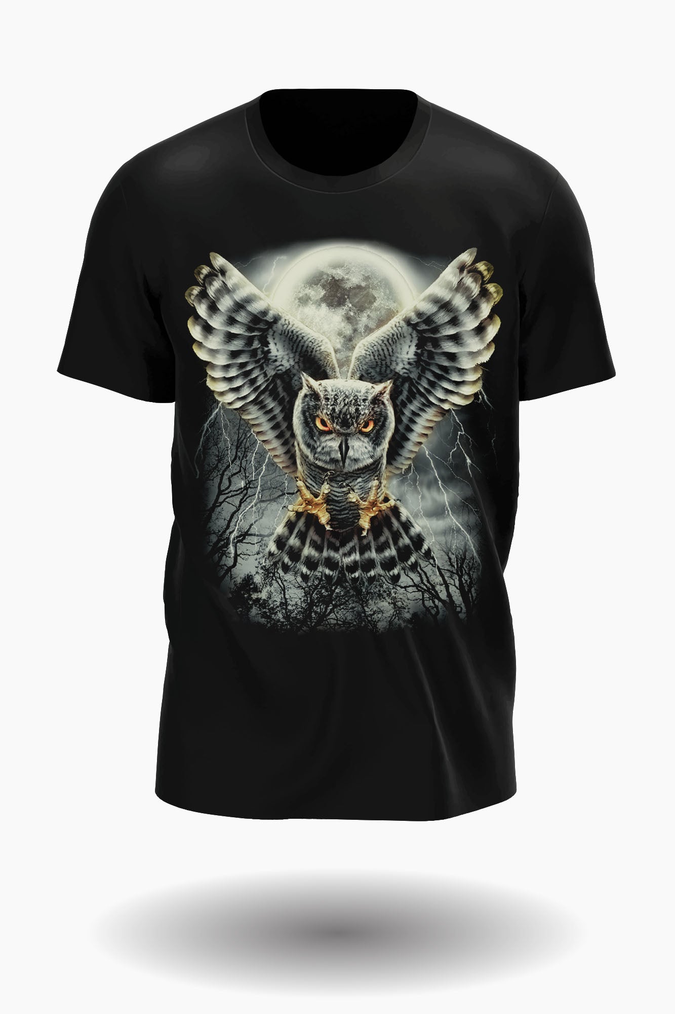 Eule fliegend in der Vollmondnacht T-Shirt - Wild-Clothing