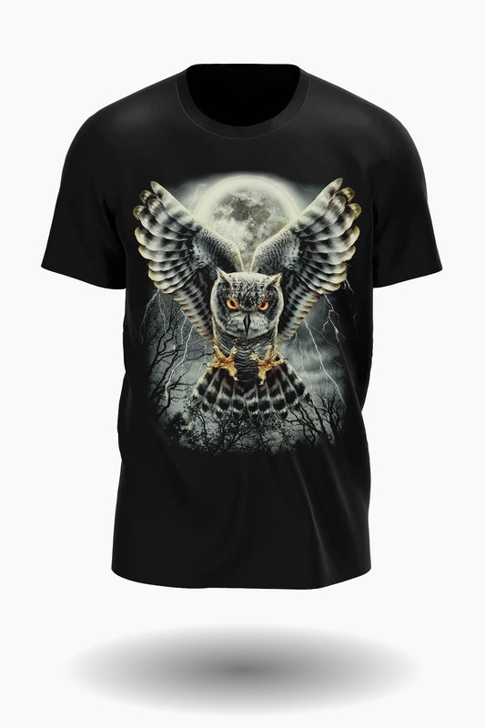 Eule fliegend in der Vollmondnacht T-Shirt - Wild-Clothing