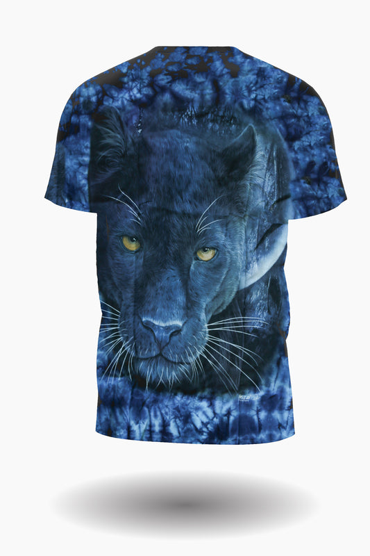 Blauer Panther Tie Dye T-Shirt Blau - Wild-Clothing