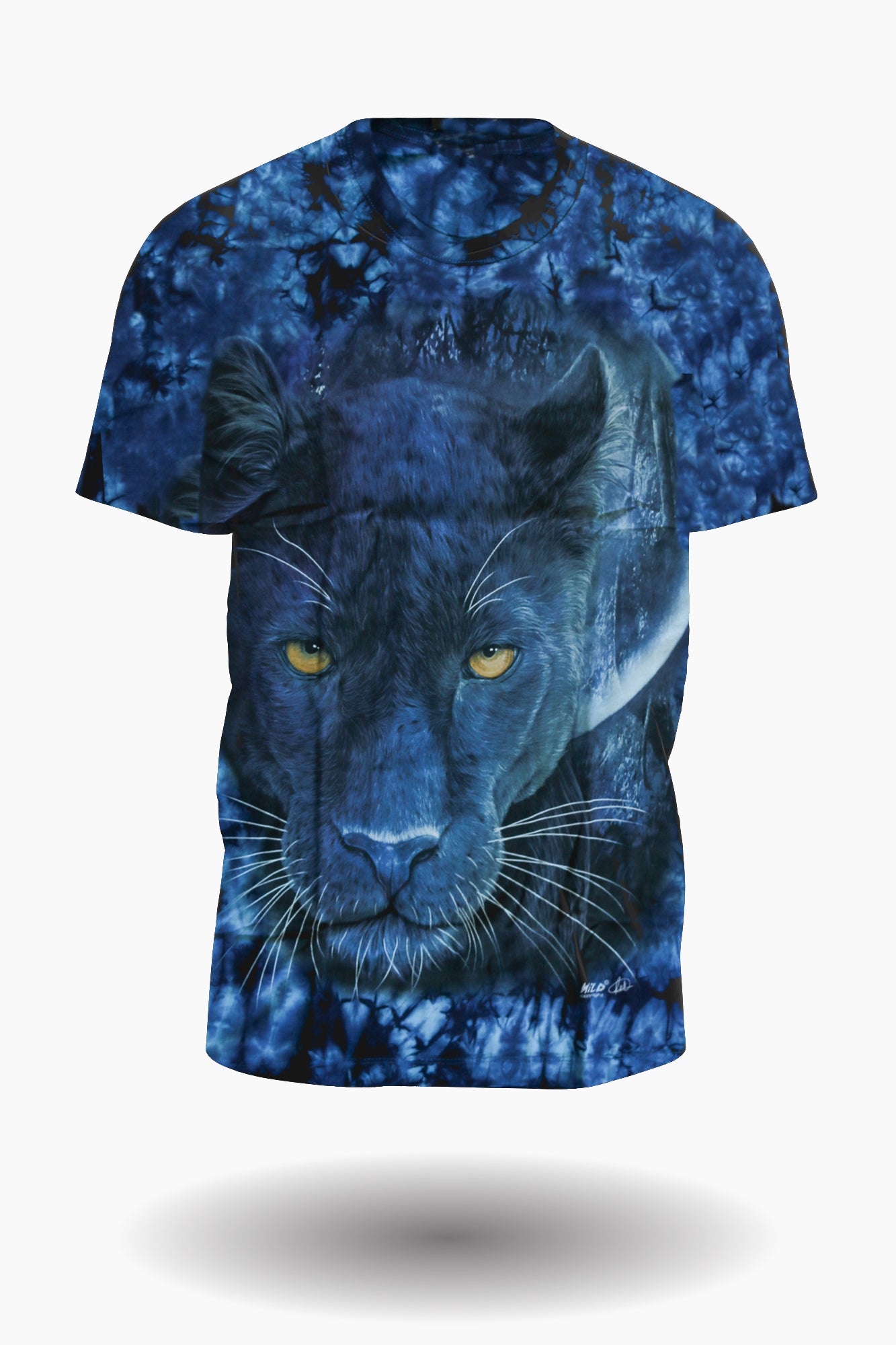 Blauer Panther Tie Dye T-Shirt Blau - Wild-Clothing