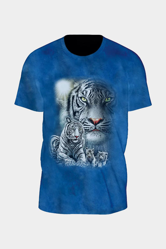 Blau Tiger familie T-Shirt - Wild-Clothing