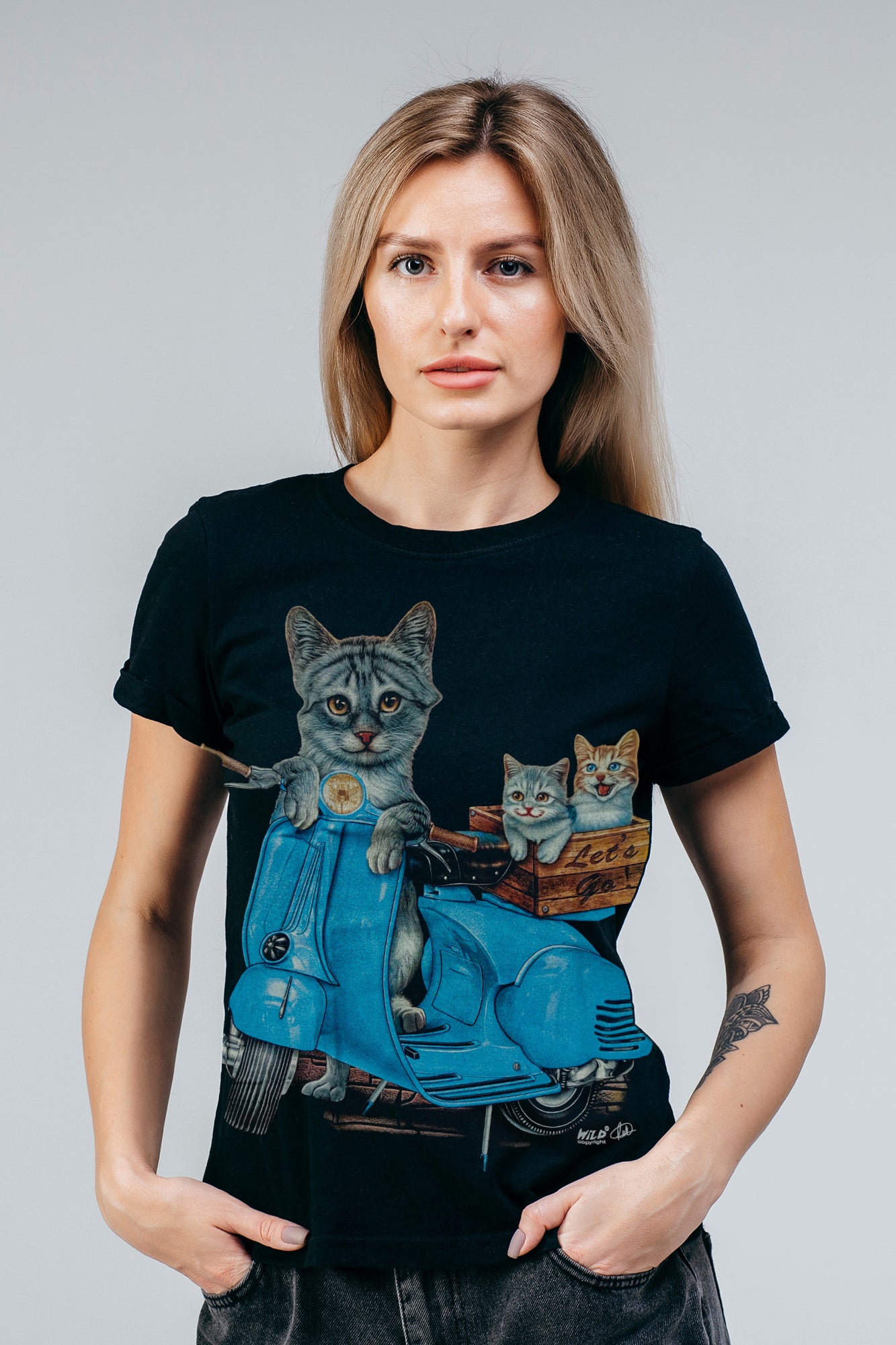 Katzen Biker T-Shirt - Wild-Clothing