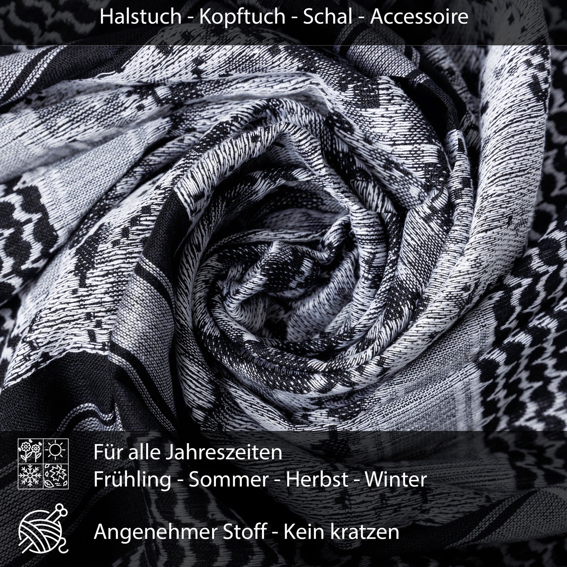 Palästinensertuch Shemagh Kufiya in Camouflage Schwarz Weiß - Wild-Clothing