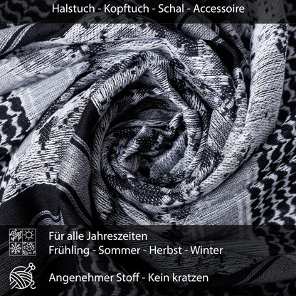 Palästinensertuch Shemagh Kufiya in Camouflage Schwarz Weiß - Wild-Clothing