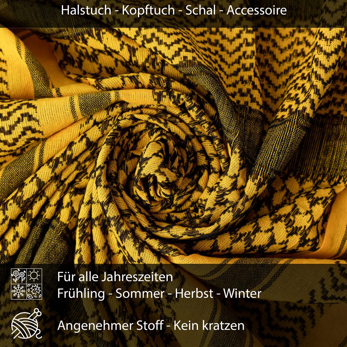 Palästinensertuch Shemagh Kufiya in Schwarz Gelb - Wild-Clothing