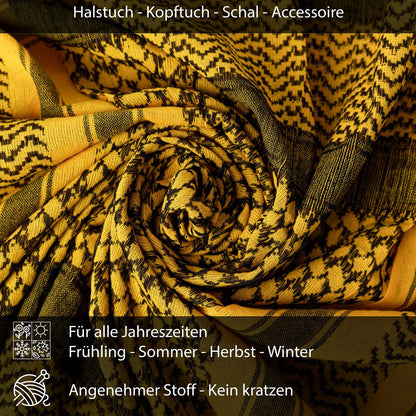Palästinensertuch Shemagh Kufiya in Schwarz Gelb - Wild-Clothing
