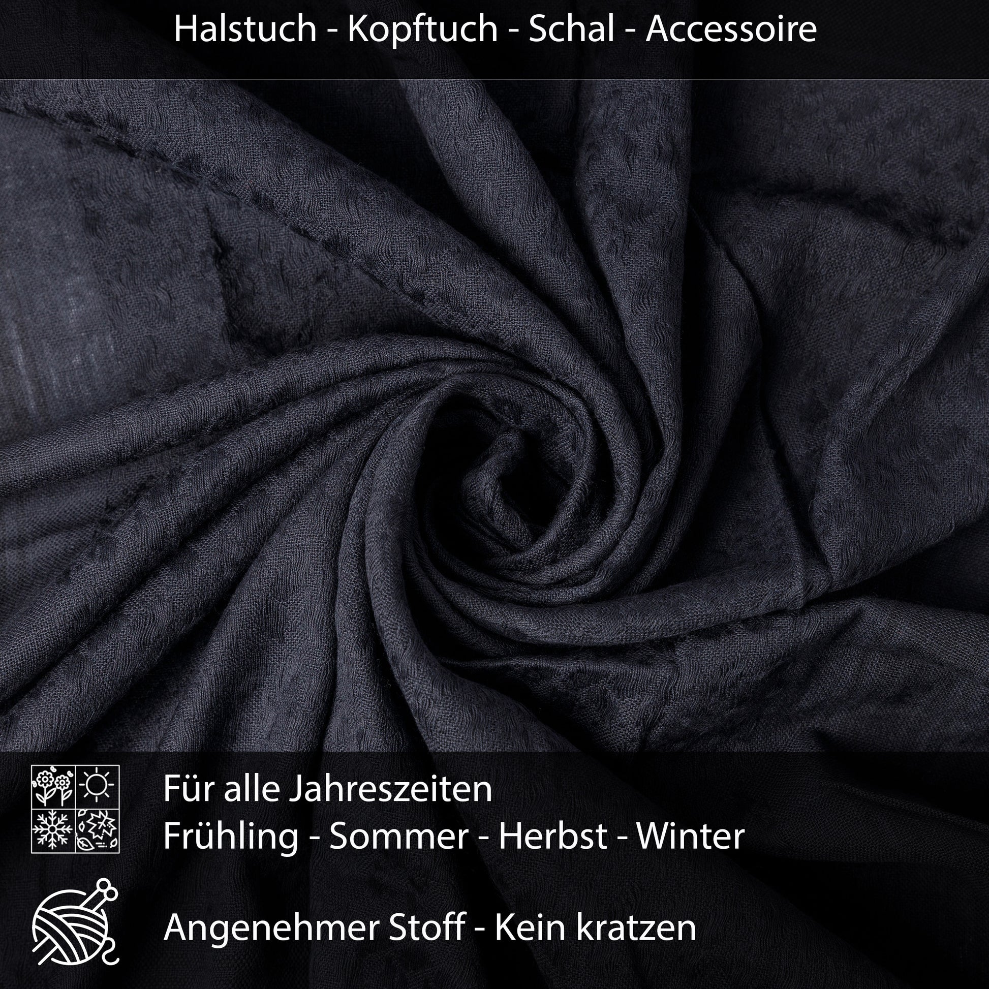 Palästinensertuch Shemagh Kufiya in Schwarz Schwarz - Wild-Clothing