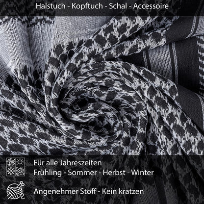 Palästinensertuch Shemagh Kufiya in Schwarz Weiß - Wild-Clothing