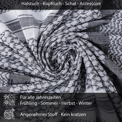 Palästinensertuch Shemagh Kufiya in Weiß Schwarz - Wild-Clothing