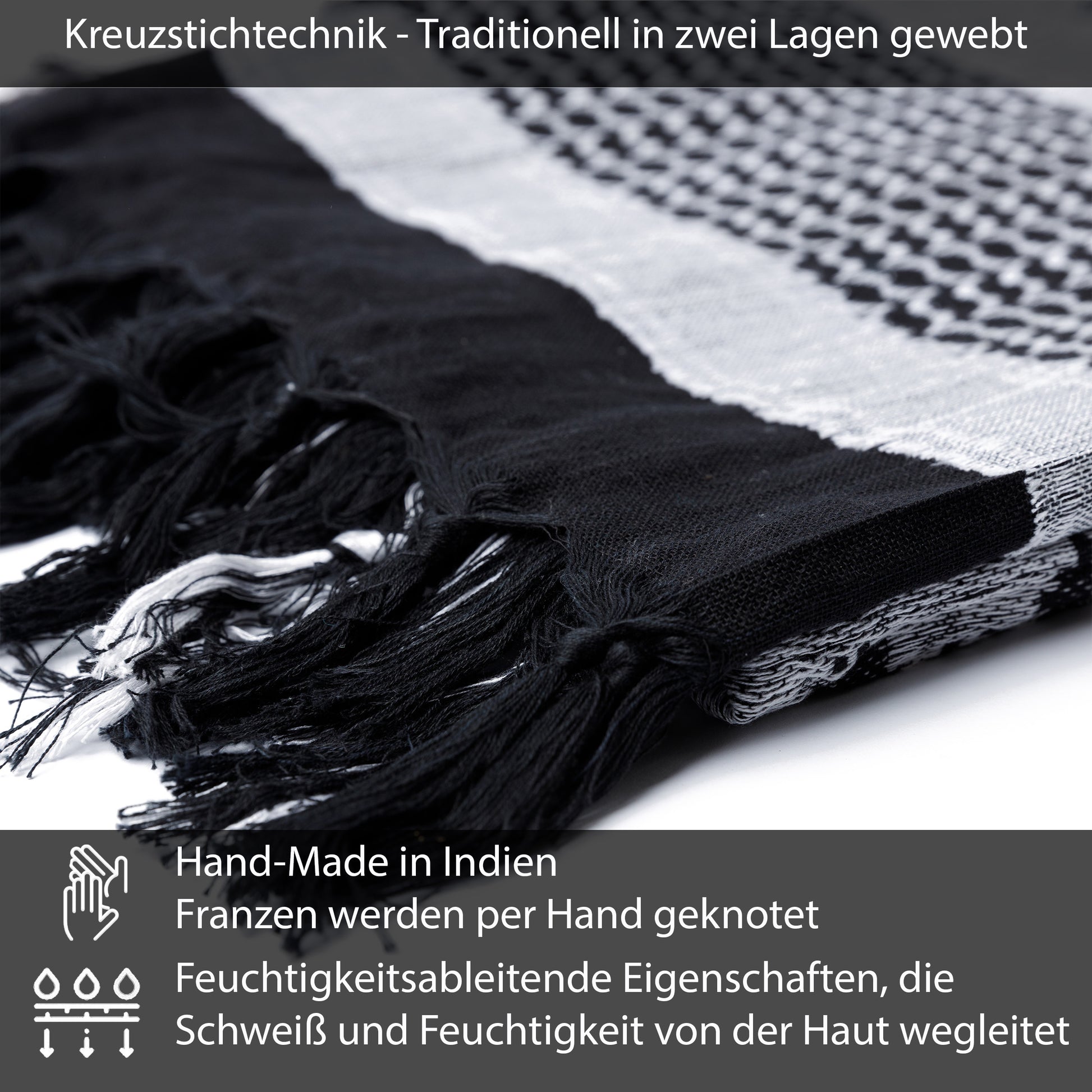 Palästinensertuch Shemagh Kufiya in Camouflage Schwarz Weiß - Wild-Clothing