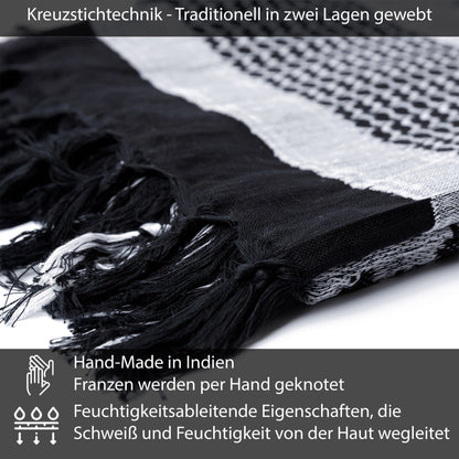 Palästinensertuch Shemagh Kufiya in Camouflage Schwarz Weiß - Wild-Clothing