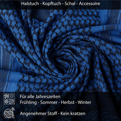 Palästinensertuch Shemagh Kufiya in Schwarz Blau - Wild-Clothing
