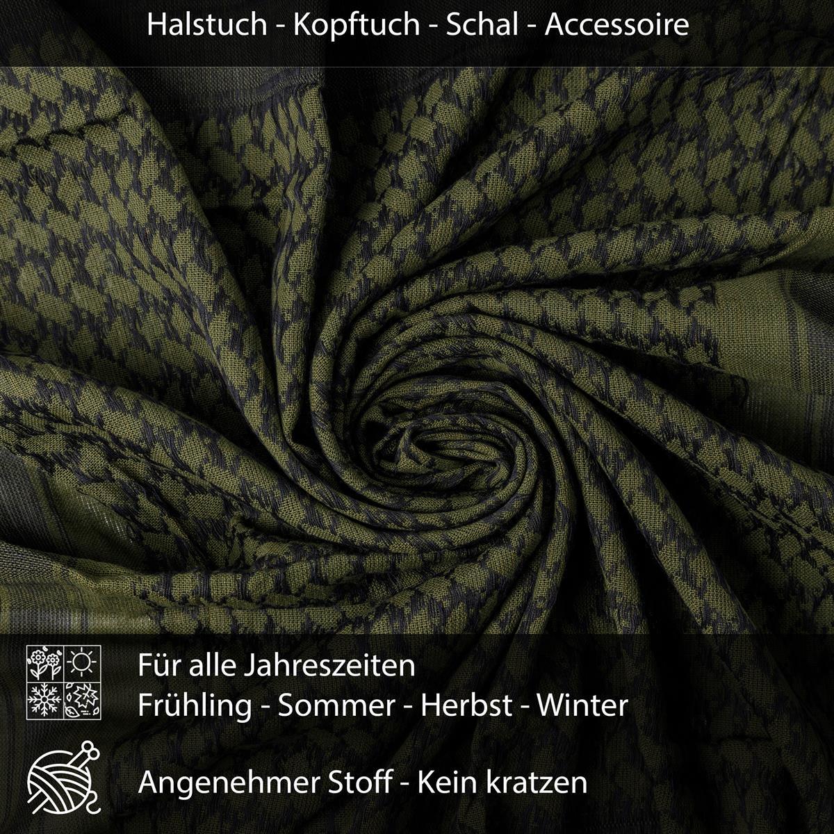 Palästinensertuch Shemagh Kufiya in Schwarz Olivgrün - Wild-Clothing