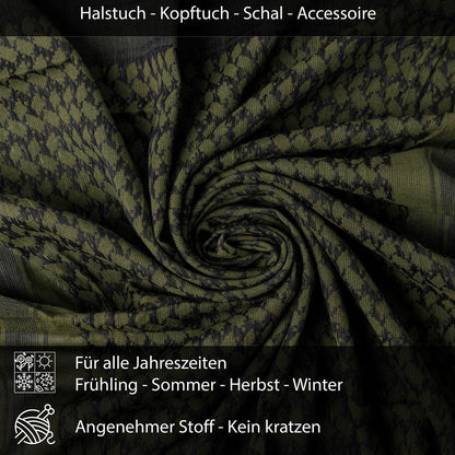 Palästinensertuch Shemagh Kufiya in Schwarz Olivgrün - Wild-Clothing