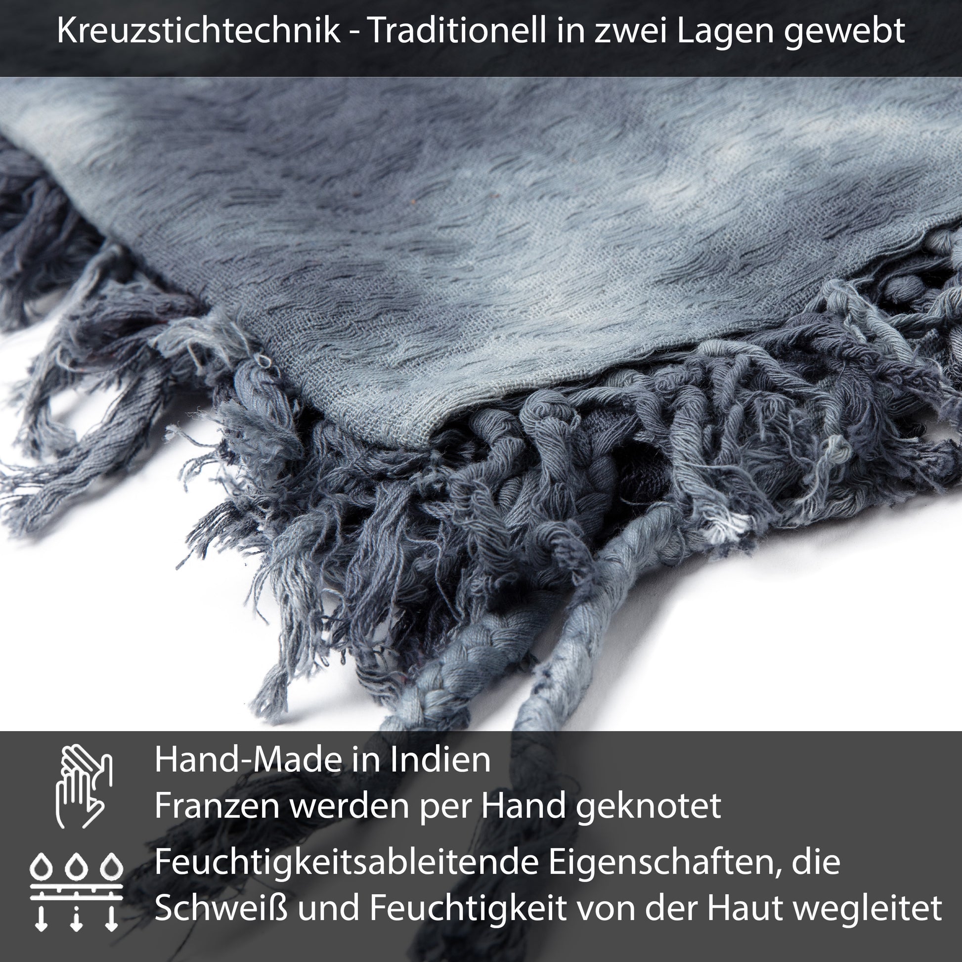 Palästinensertuch Shemagh Kufiya in Grau Tie Dye - Wild-Clothing