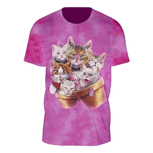 Tie-Dye Rosa Katzen T-Shirt - Wild-Clothing