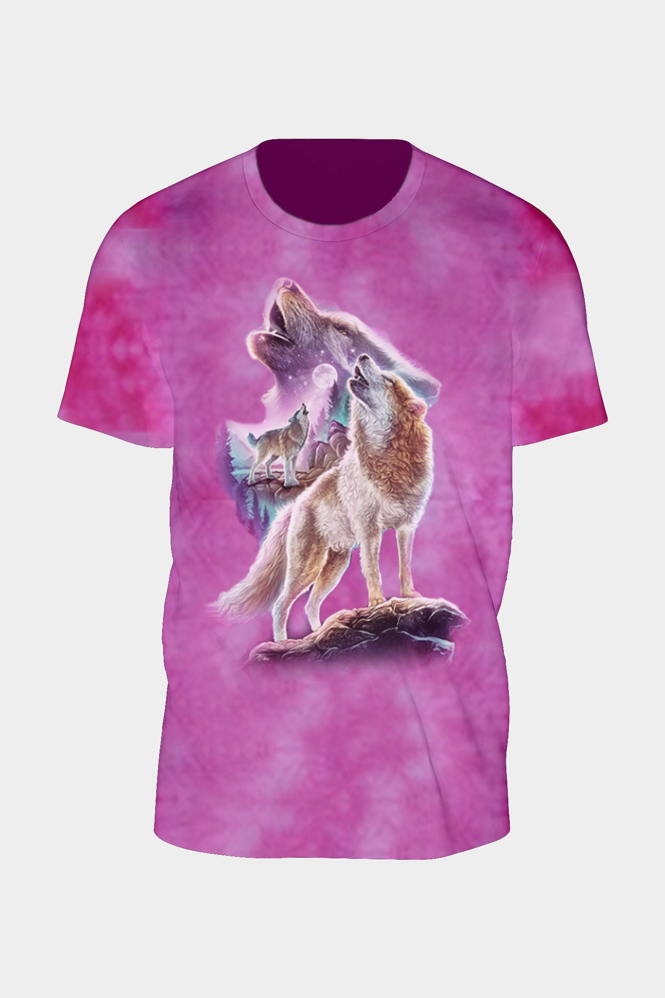 Tie-Dye Rosa Wölfen T-Shirt - Wild-Clothing