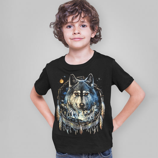 Wolfsrudel Traumfänger Kinder T-Shirt - Wild-Clothing