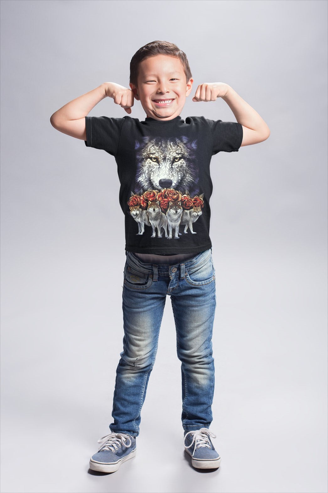 Wölfen mit Roses Kinder T-Shirt - Wild-Clothing