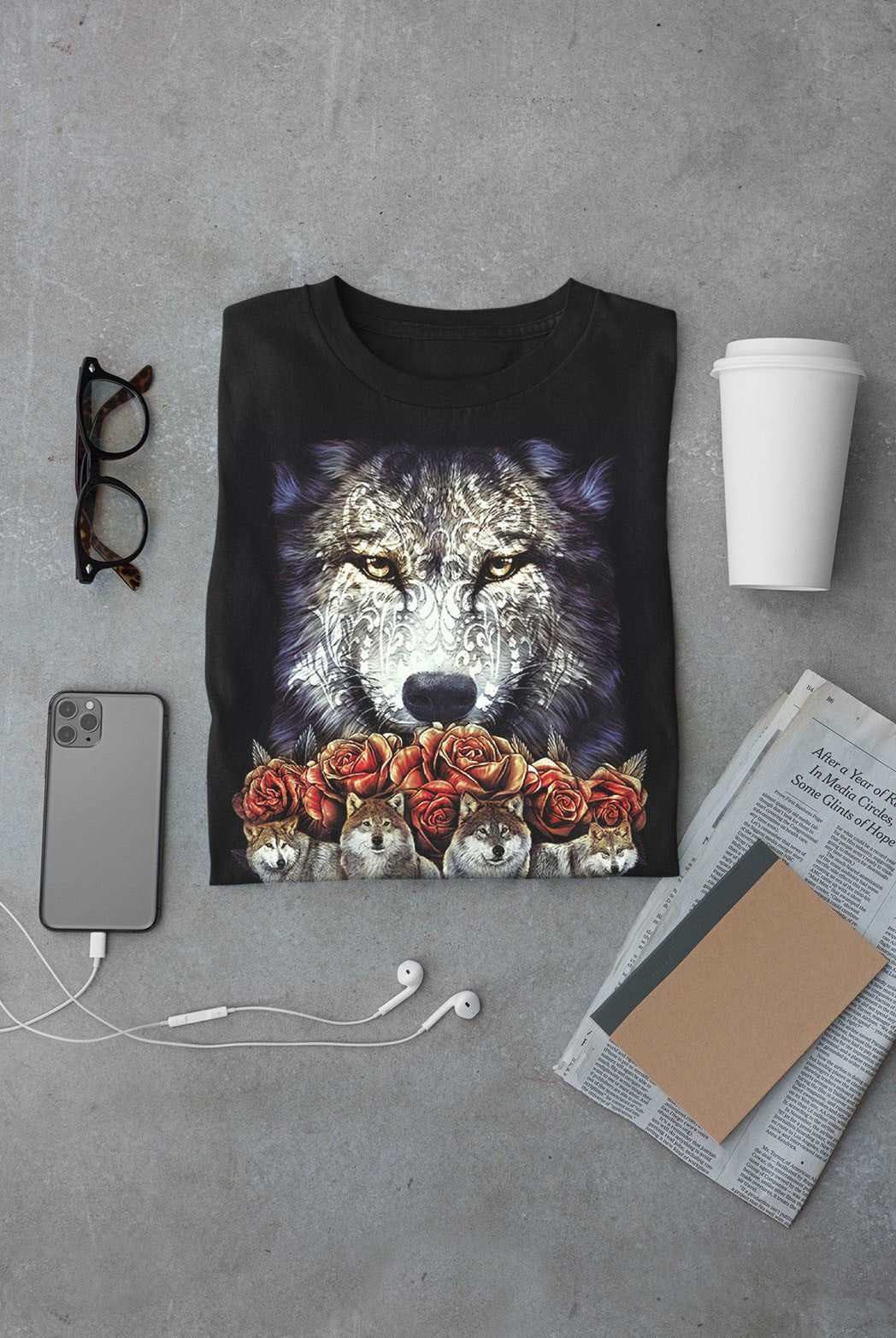 Wölfen mit Roses Kinder T-Shirt - Wild-Clothing