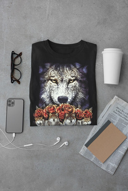 Wölfen mit Roses Kinder T-Shirt - Wild-Clothing