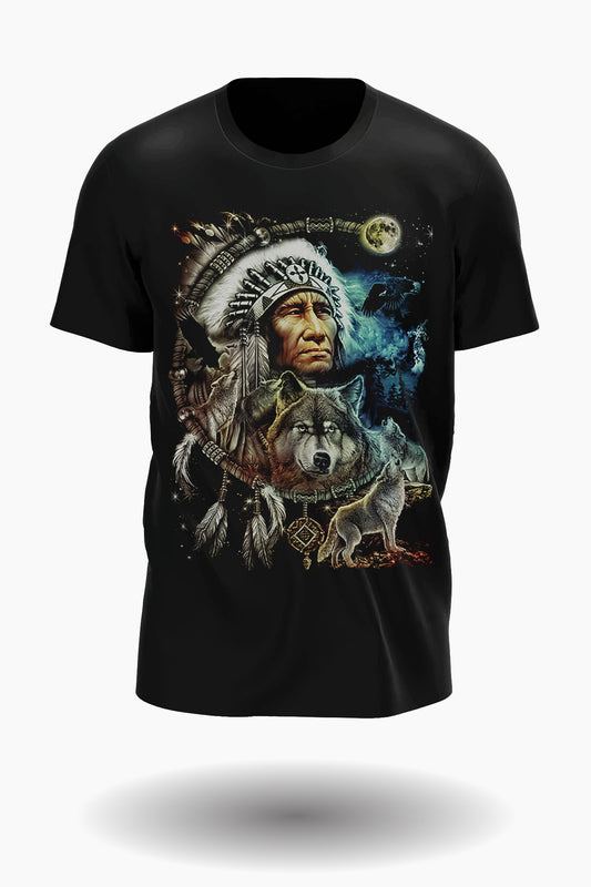 Indianer und Wolf T-Shirt