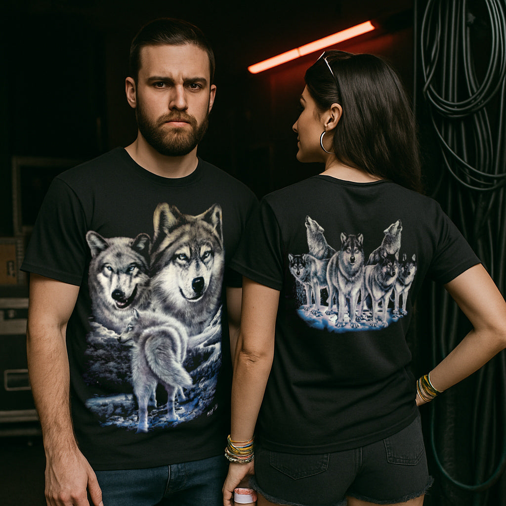 Drei Wölfe bei Nacht - Wild-Clothing