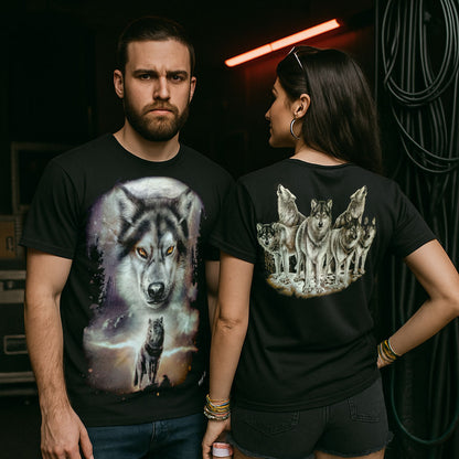 Zweit Wölfe bei Nacht - Wild-Clothing